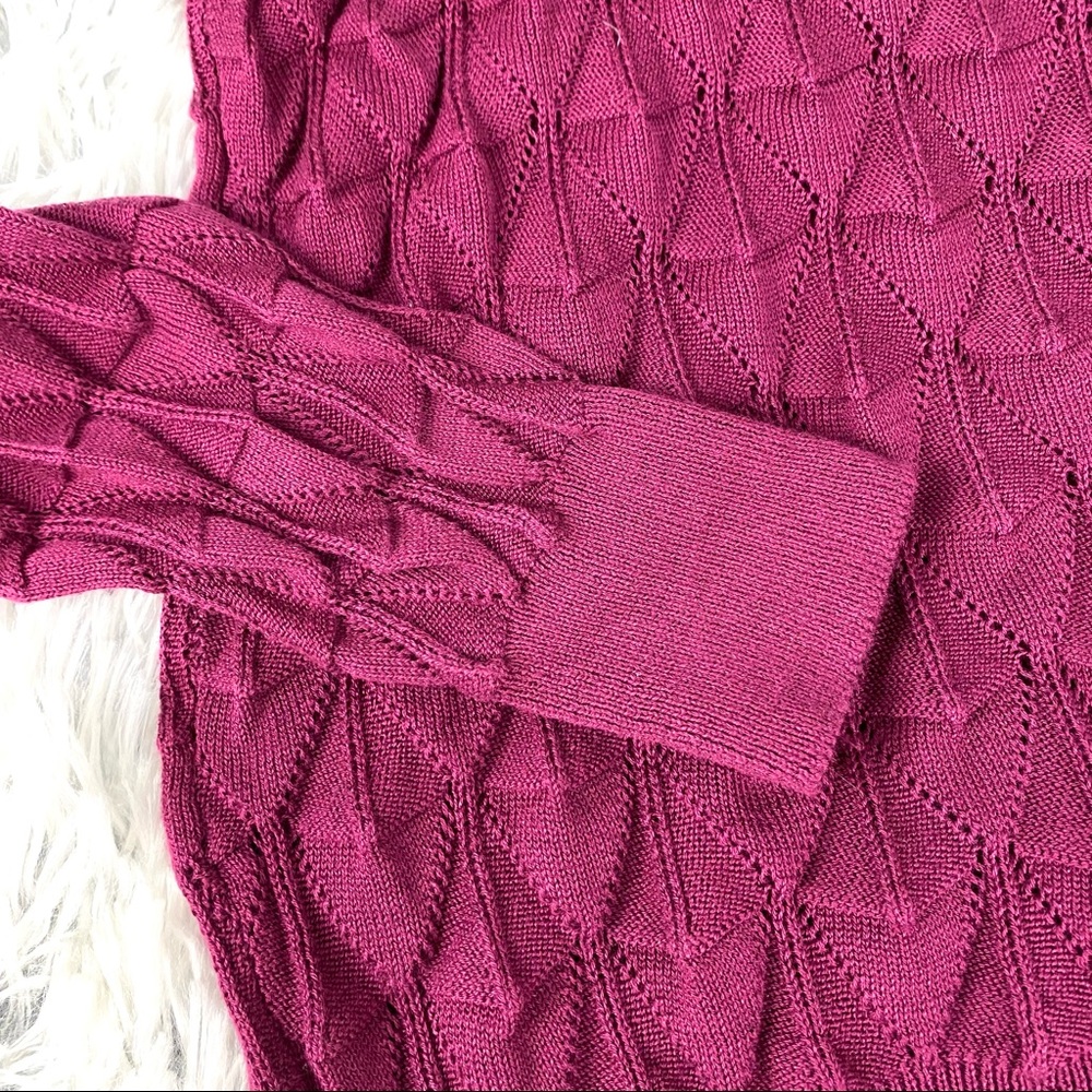 Modcloth Raspberry Looking Lively Open Weave Knit… - image 5